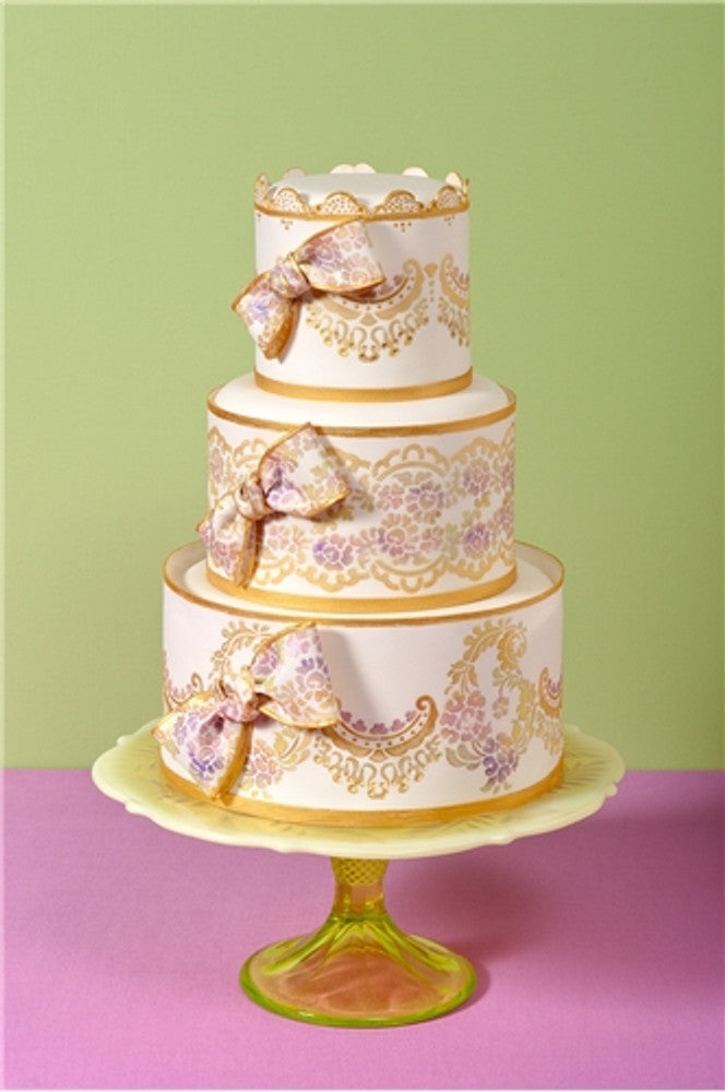 Alencon Lace Cake Stencil Set by Designer Stencils Tiered Cake