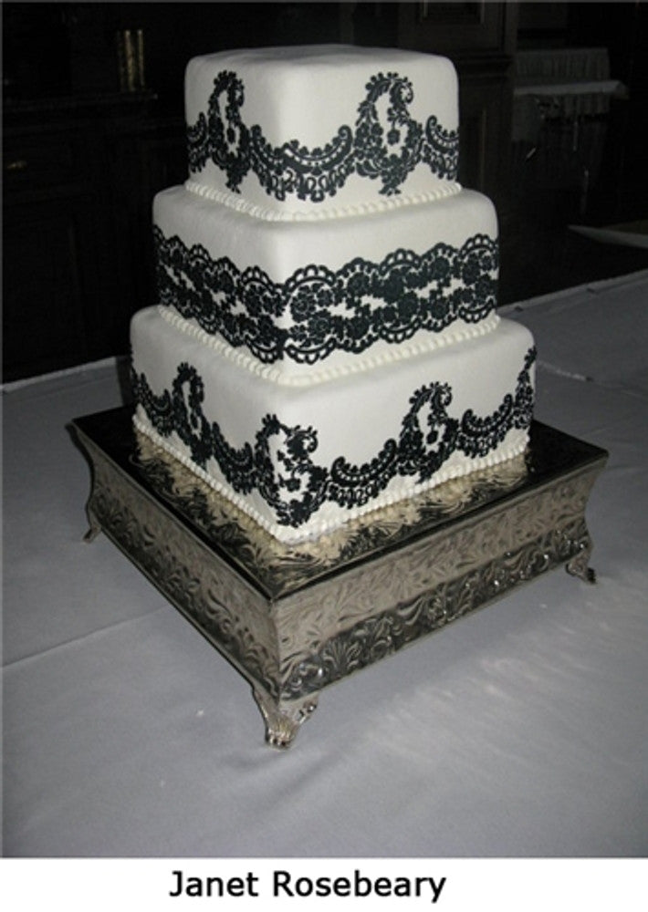 Alencon Lace Cake Stencil Set by Designer Stencils Tiered Cake by Janet Rosebeary