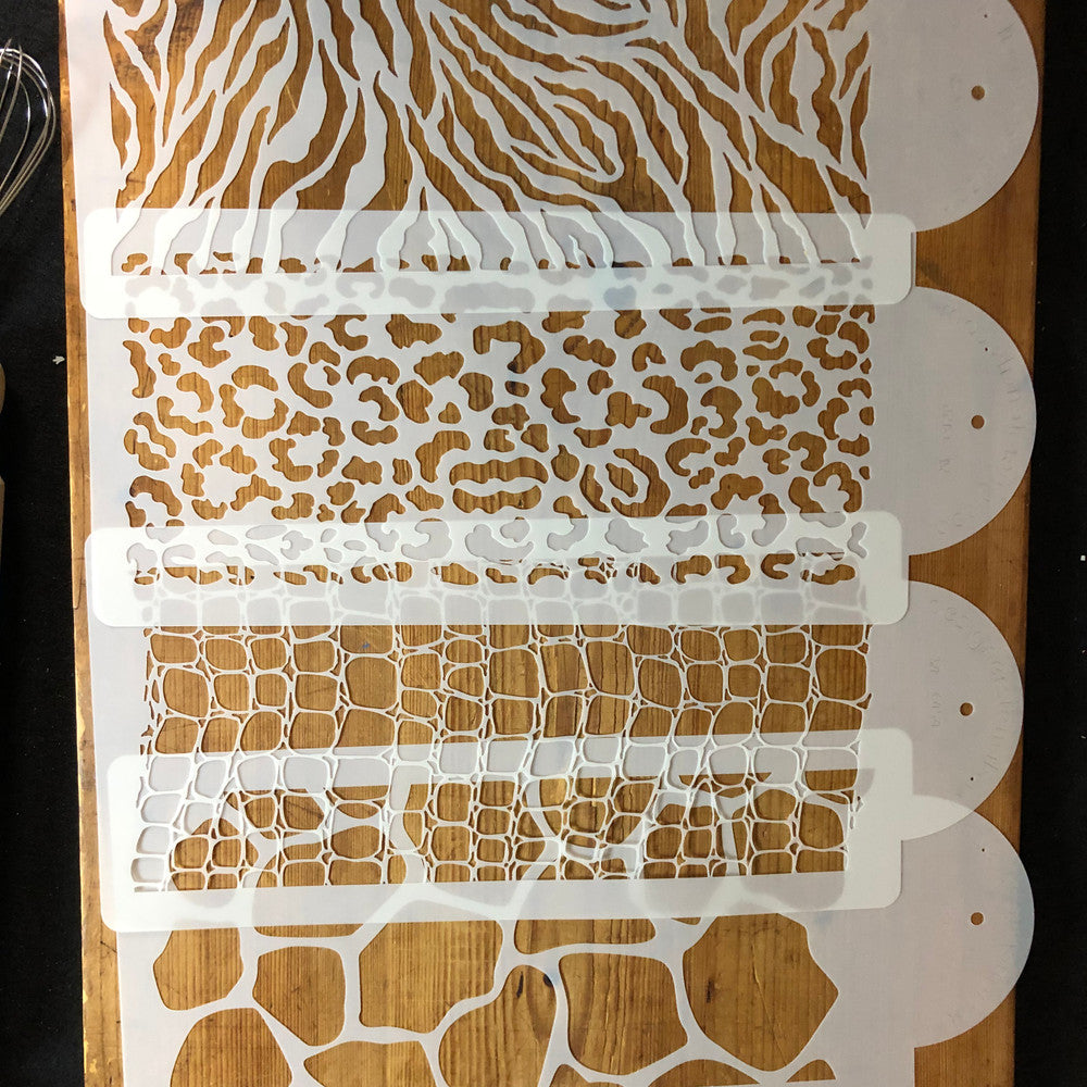 Animal Print Cake Stencil Side 4 Pc Set by Designer Stencils