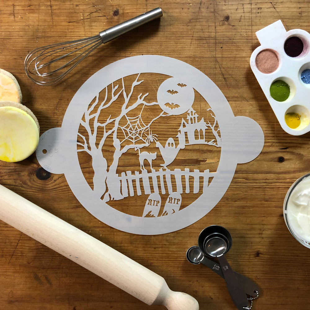 Halloween Fright Cake Stencil Top by Designer Stencils