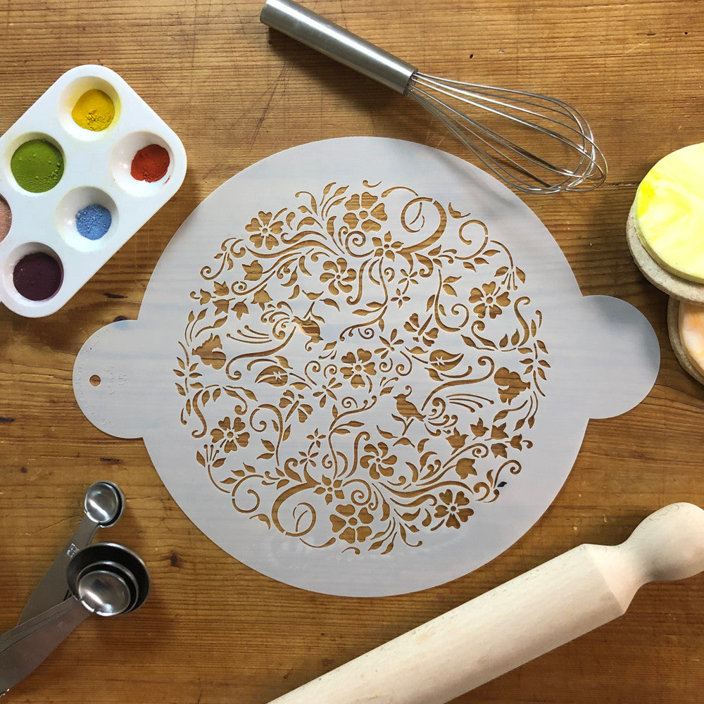 Nature's Vignette Cake Stencil Top by Designer Stencils