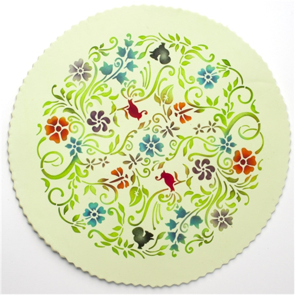 Nature's Vignette Cake Stencil Top by Designer Stencils Cake Fondant