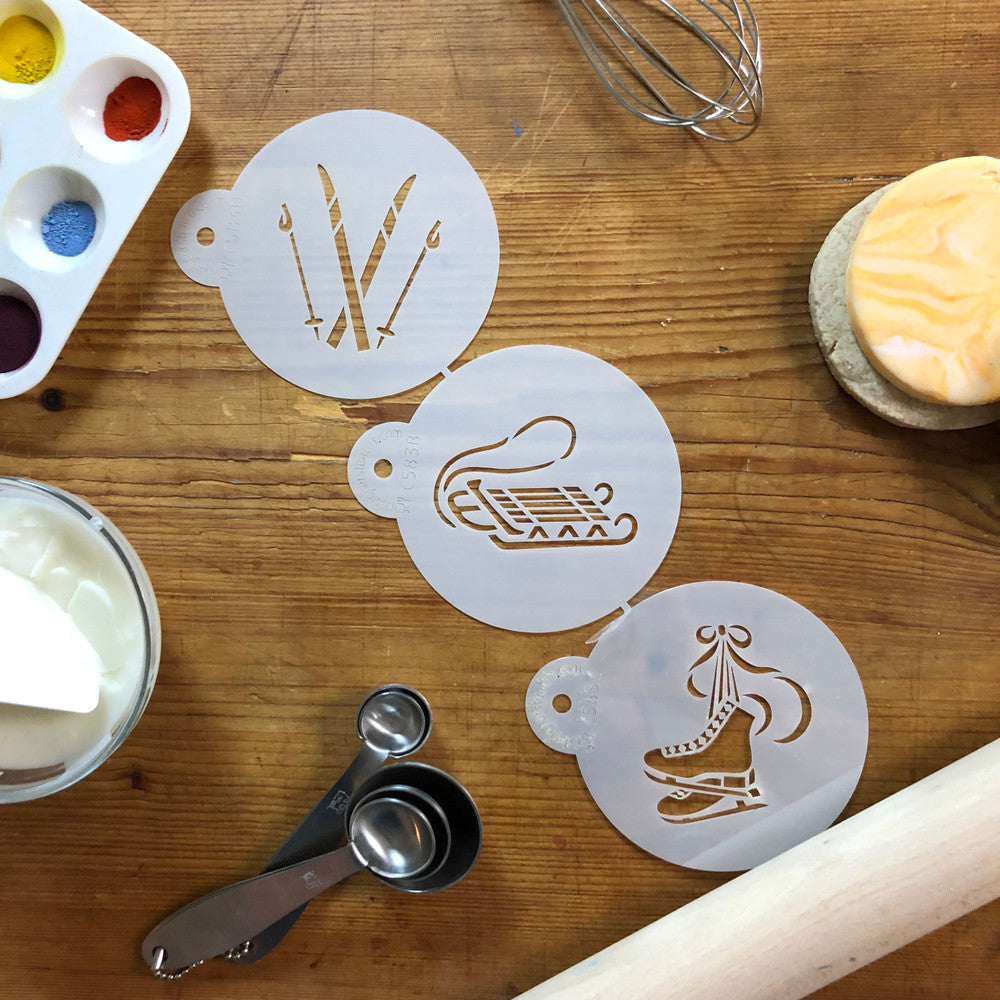 Winter Sports Cookie or Cupcake Stencil Set