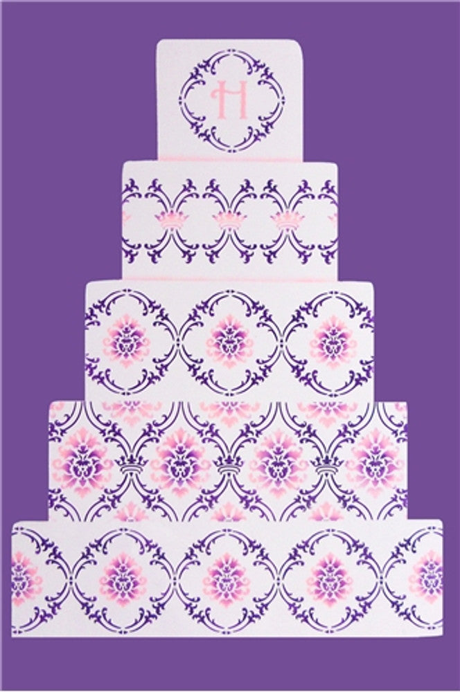 Royal Damask Cake Stencil Sets by Designer Stencils Tiered Cake