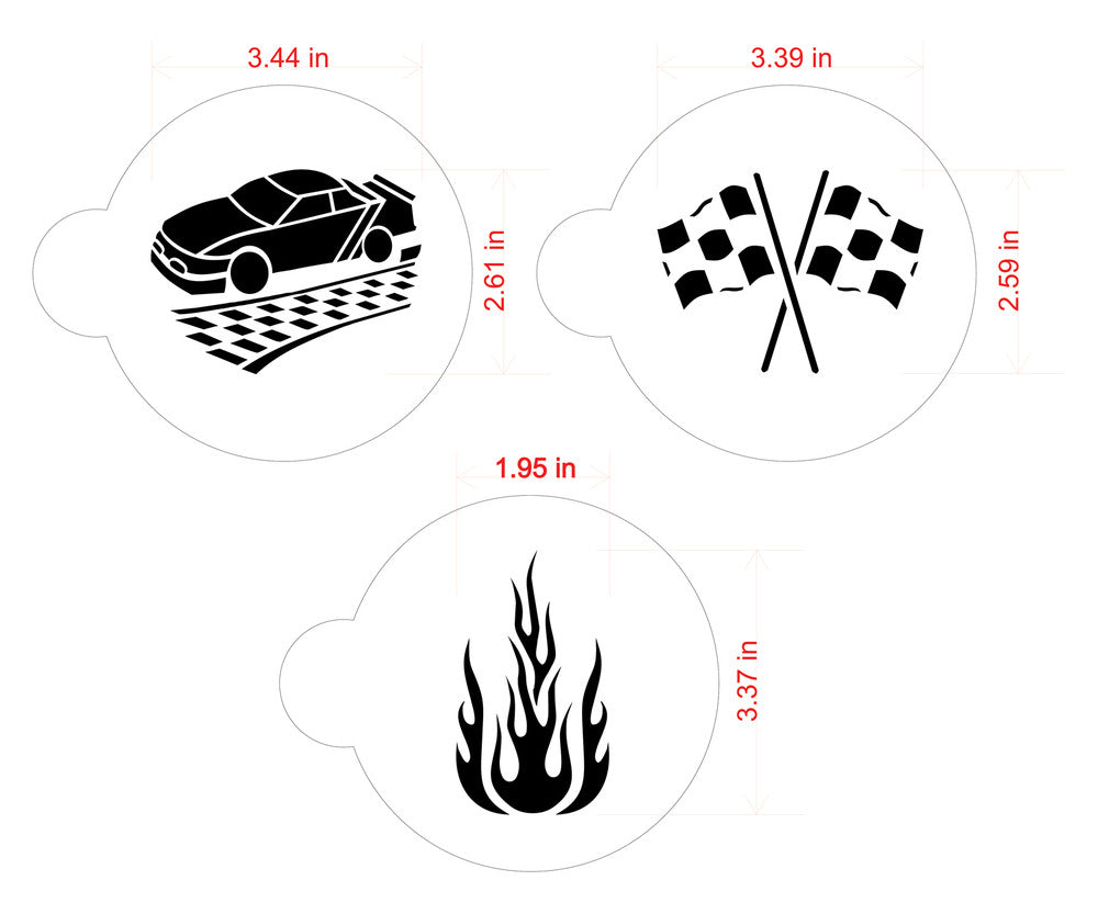 RACE CAR STENCIL SIZES
