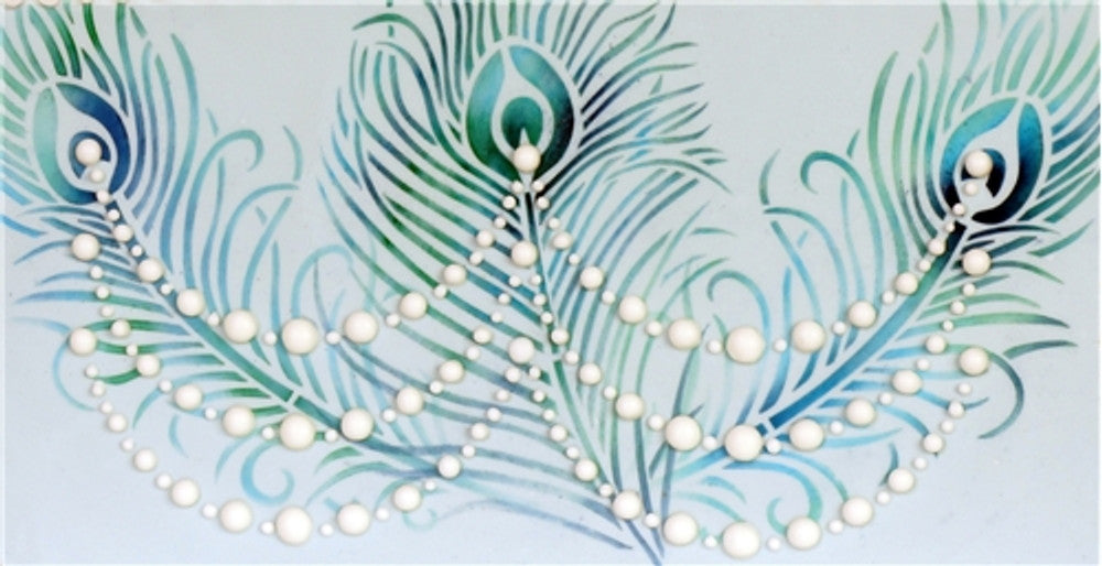Peacock Feather Cake Stencil Set by Designer Stencils Cake Close-Up