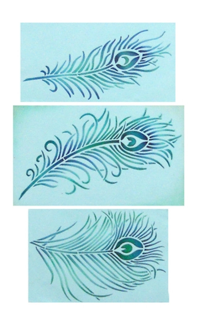 Peacock Feather Cake Stencil Set by Designer Stencils Fondant
