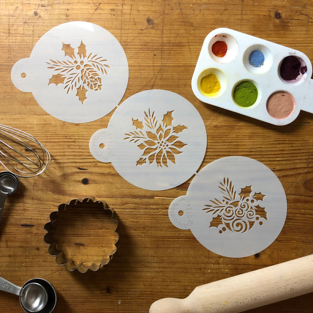 Forever Green Ornaments Round Cookie Stencil Set by Designer Stencils