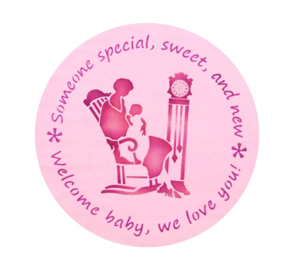 Welcome Baby Cake Stencil Top by Designer Stencils Fondant Top