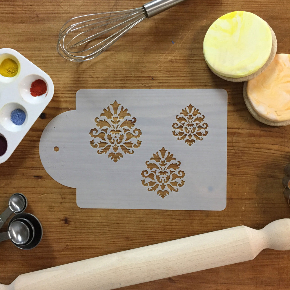 Royal Damask Icons Cake Stencil Set by Designer Stencils