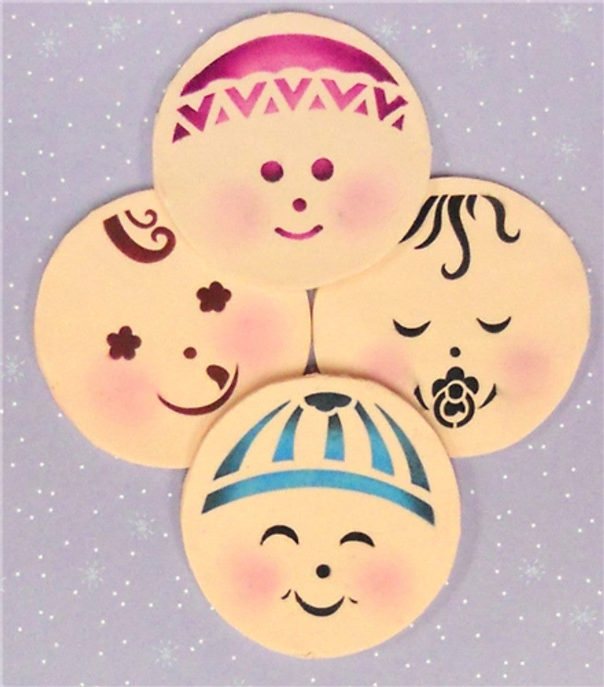 Baby Faces Round Cookie Stencil Sets by Designer Stencils Cookies