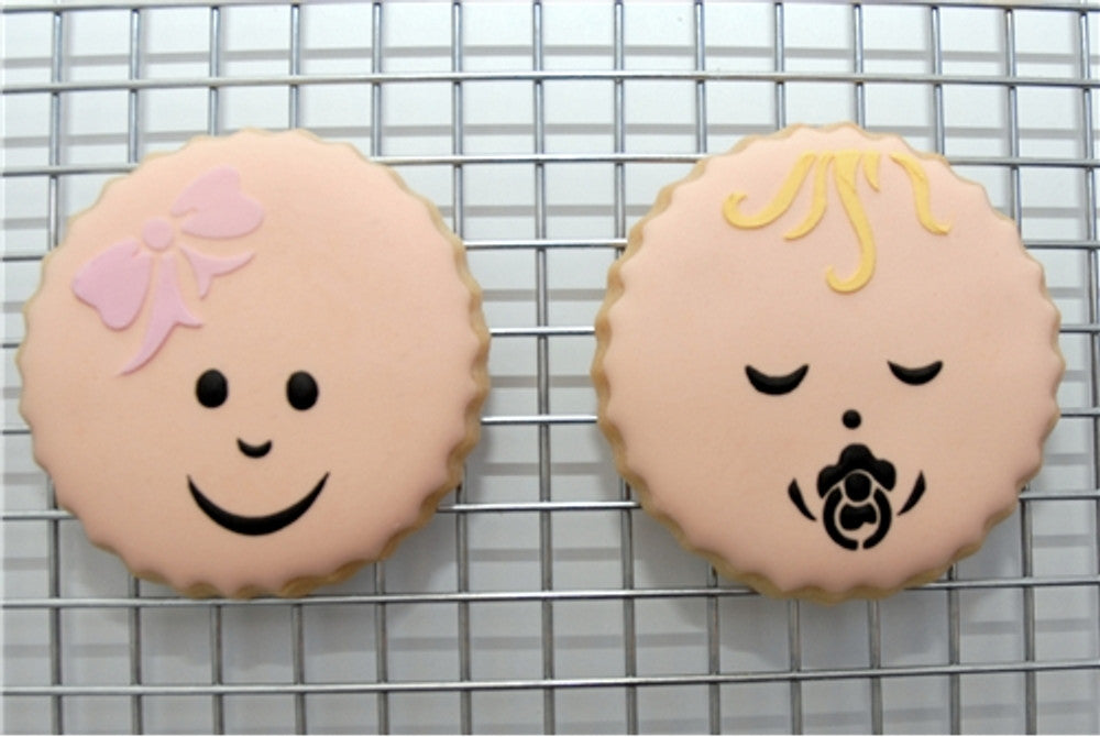 Baby Faces Round Cookie Stencil Sets by Designer Stencils Cookies