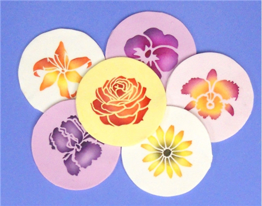 Garden Flowers Round Cookie Stencil Set by Designer Stencils Cookies