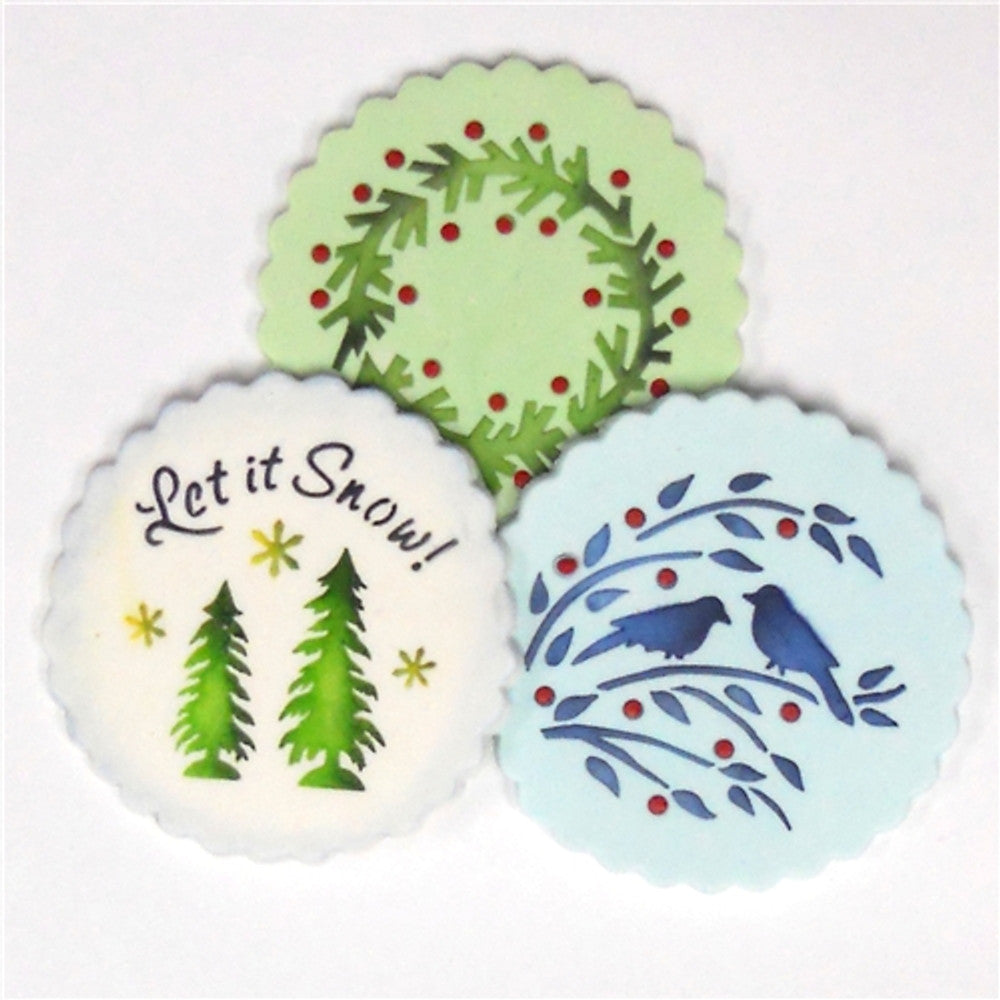 Let it Snow Round Cookie Stencil Set by Designer Stencils