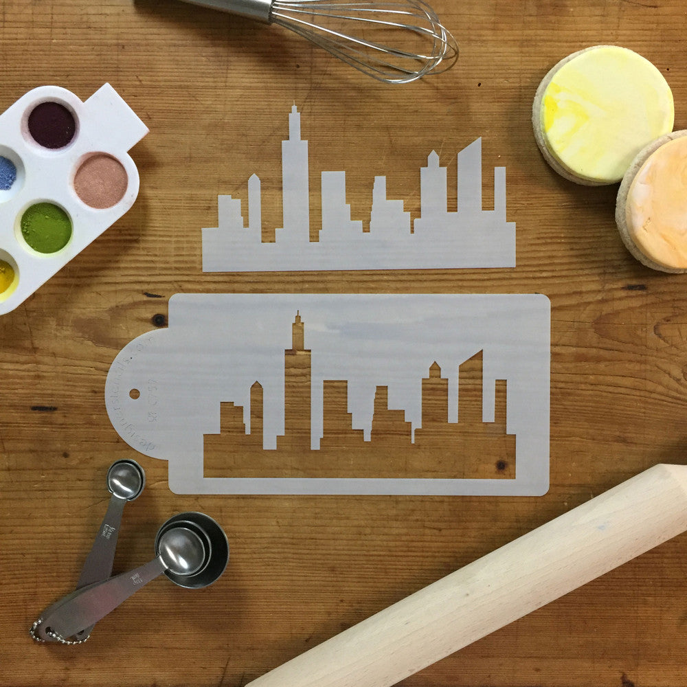 Simplified New York Skyline Cake Stencil Set by Designer Stencils