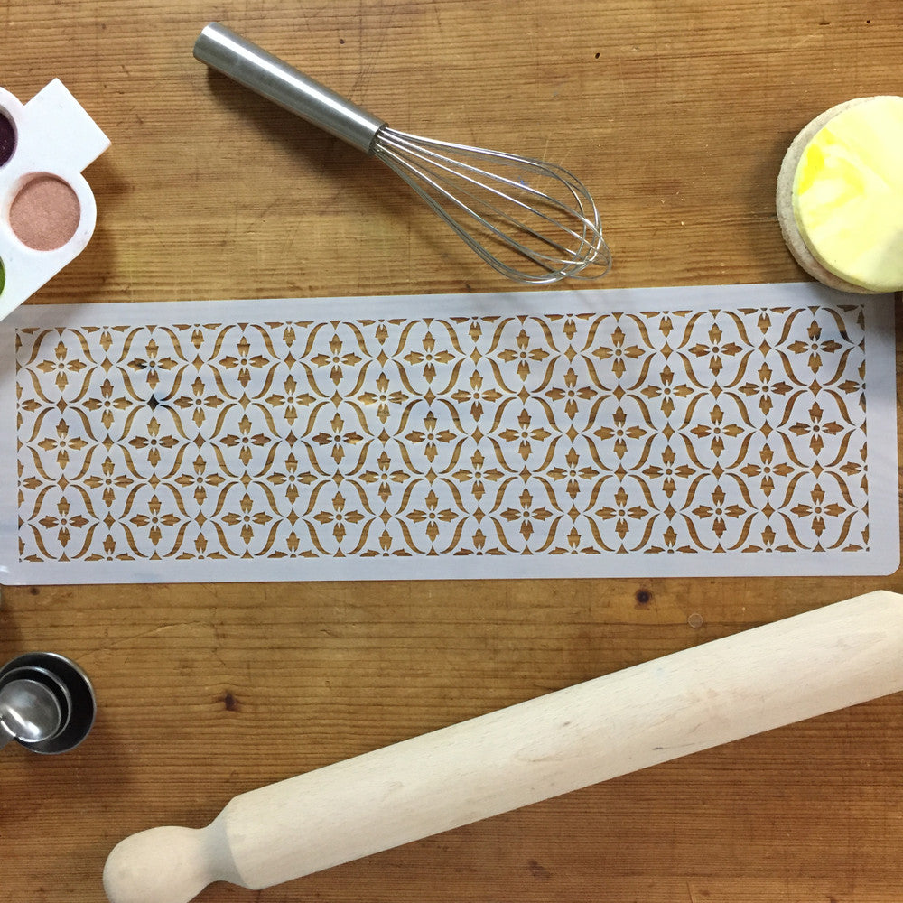 French Medallion Lattice Cake Stencil Side by Designer Stencils