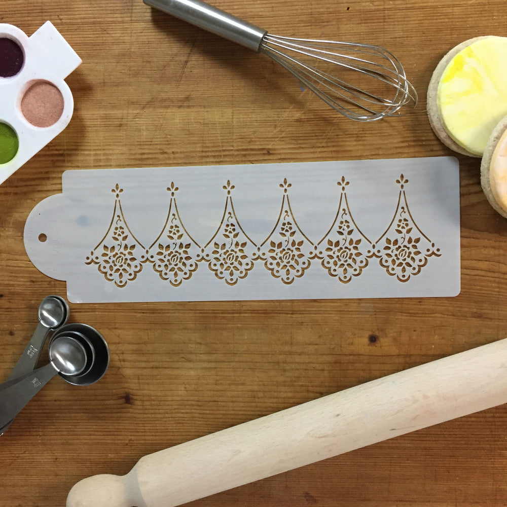 Alencon Lace Companion Cake Stencil Side by Designer Stencils