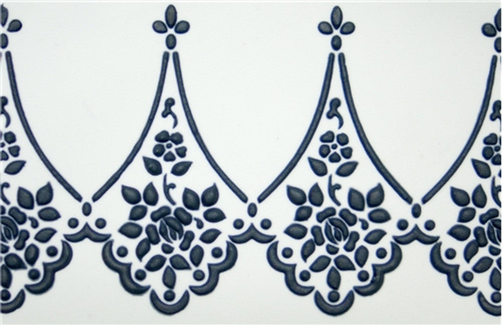 Alencon Lace Companion Cake Stencil Side by Designer Stencils Fondant