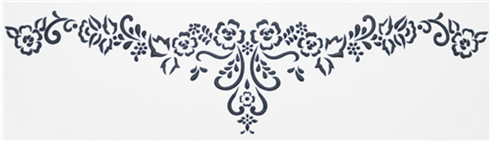 Alencon Floral Lace Swag Cake Stencil Side by Designer Stencils Fondant