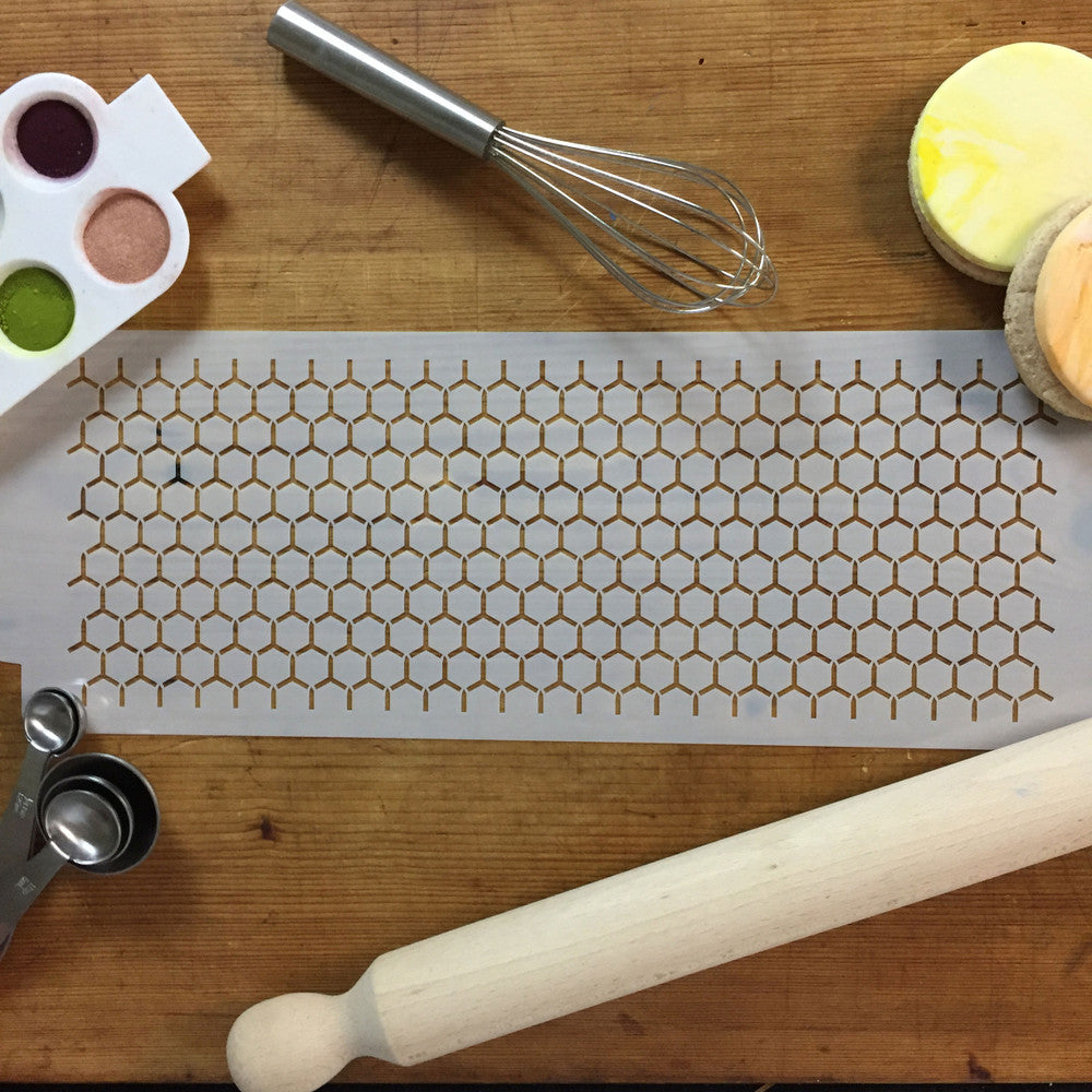 Honeycomb Cake Stencil Side by Designer Stencils