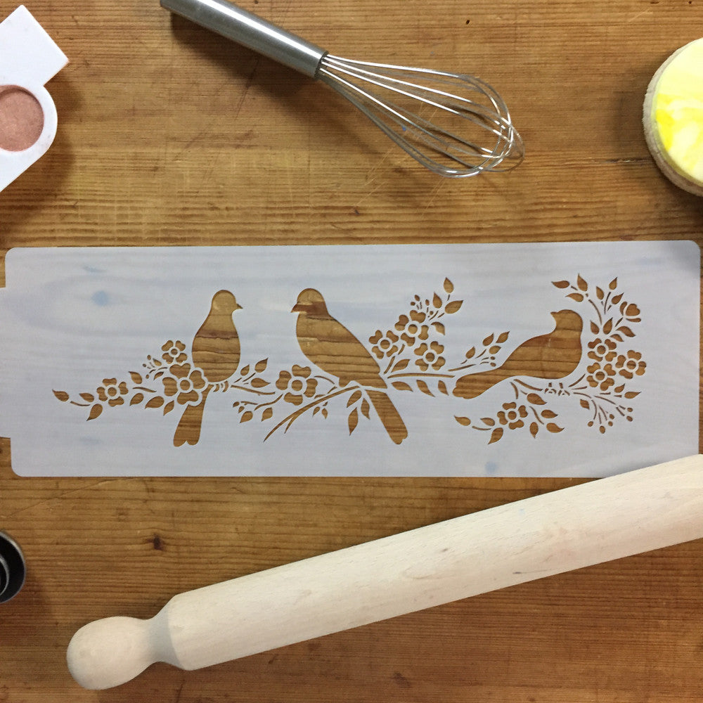 Love Birds Cake Stencil Side by Designer Stencils