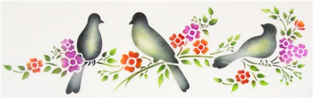 Love Birds Cake Stencil Side by Designer Stencils Fondant