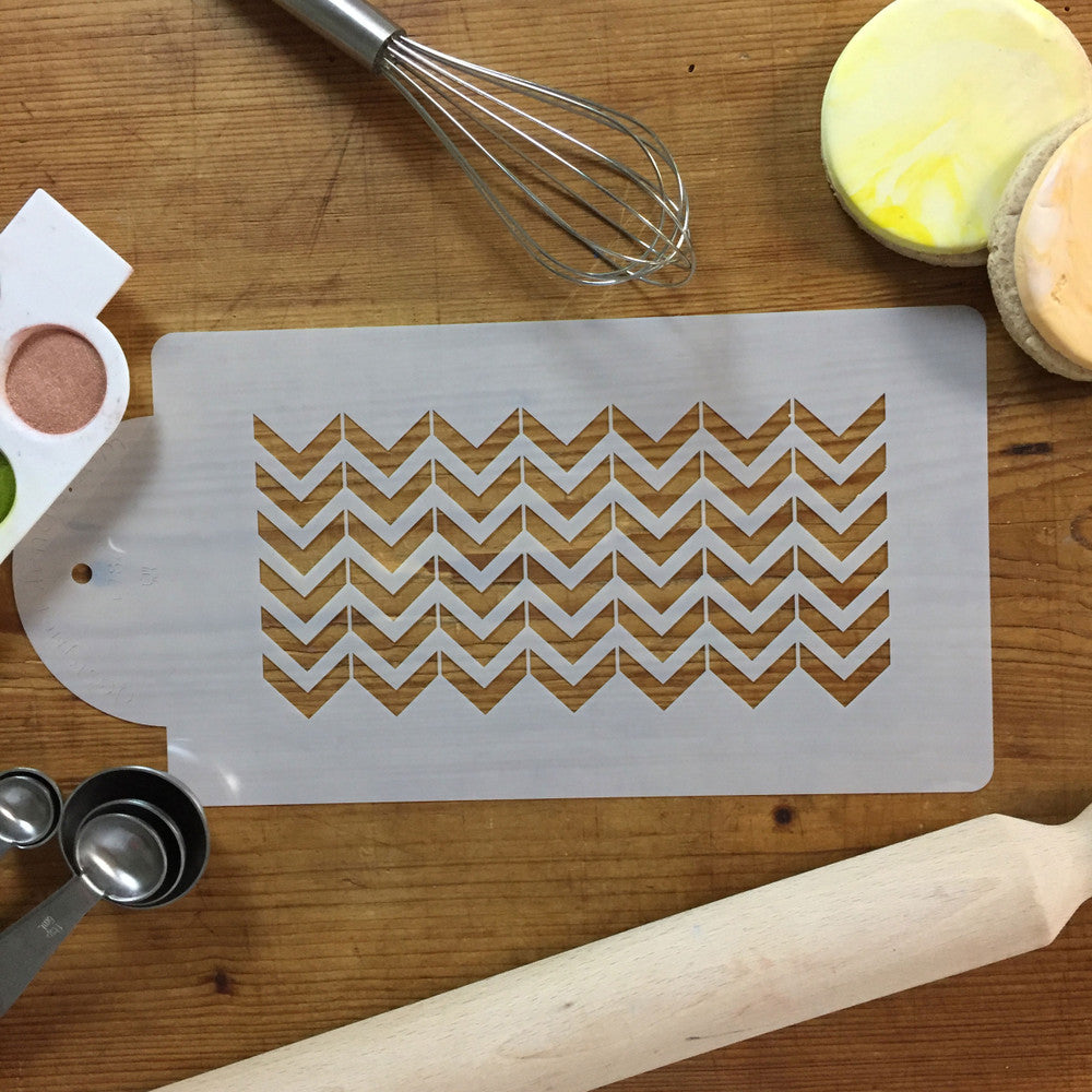 Chevron Cake Stencil Side by Designer Stencils