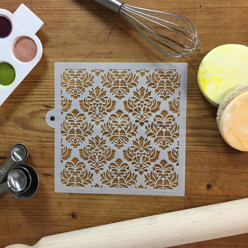 Damask Miniprint Cake or Cookie Stencil by Designer Stencils