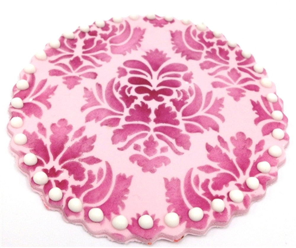 Damask Miniprint Cake or Cookie Stencil by Designer Stencils Cookie