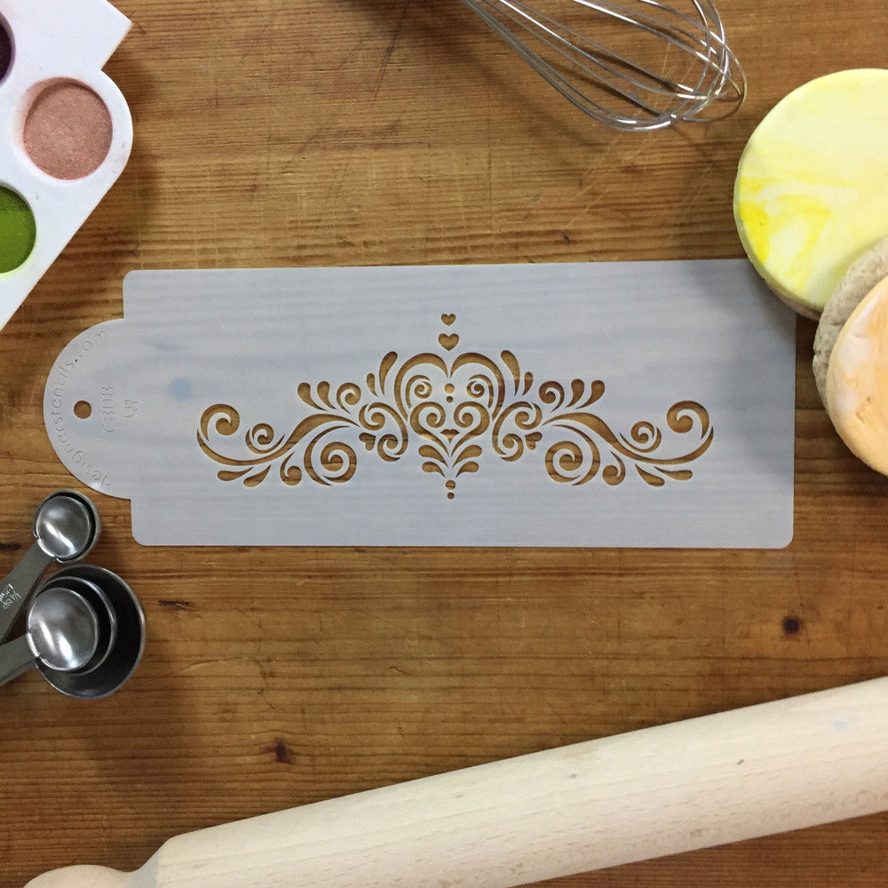 Amore Cake Stencil Side by Designer Stencils