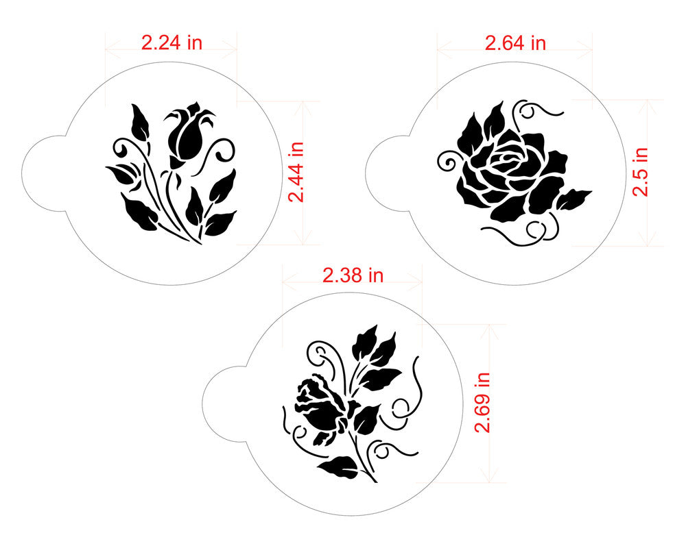 Roses Are Red Round Cookie Stencils by Designer Stencils Dimensions