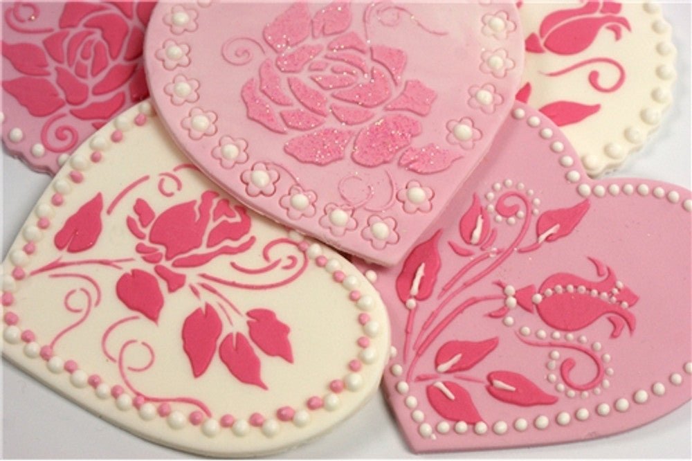 Roses Are Red Round Cookie Stencils by Designer Stencils Cookies