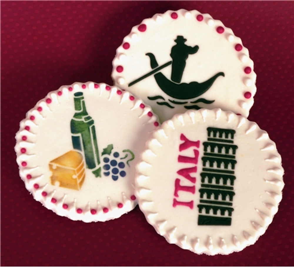 Bella Italy Round Cookie Stencil Set by Designer Stencils Cookies