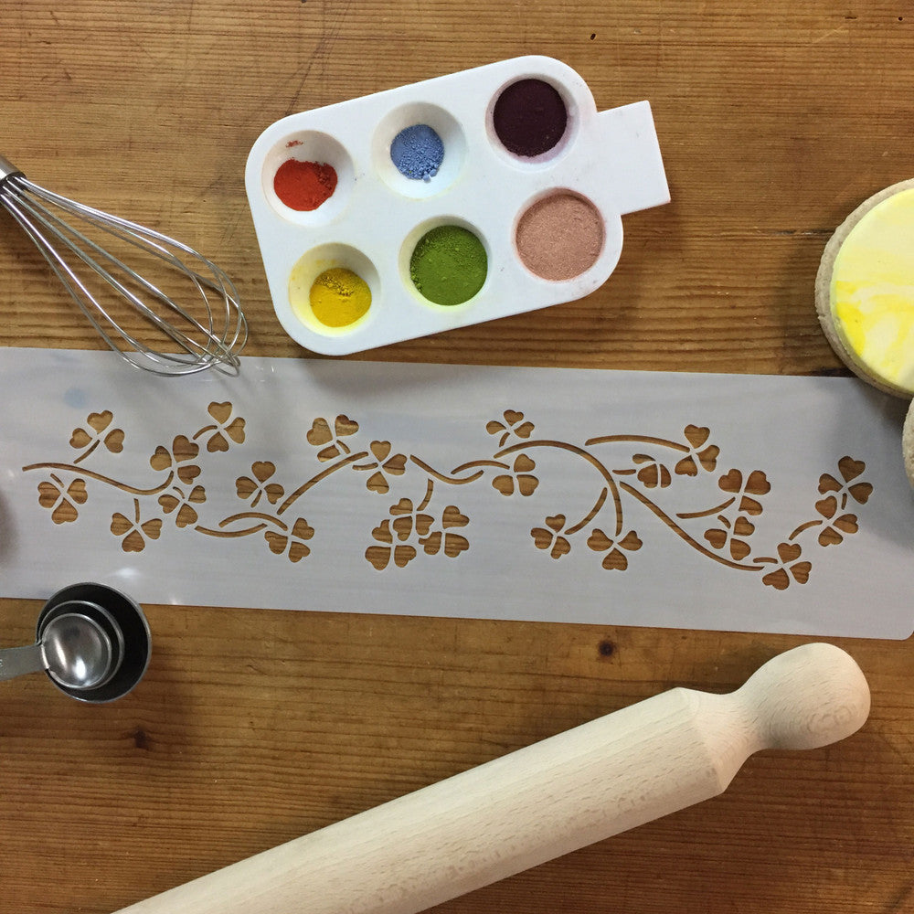 Shamrock Vine Cake Stencil Side by Designer Stencils