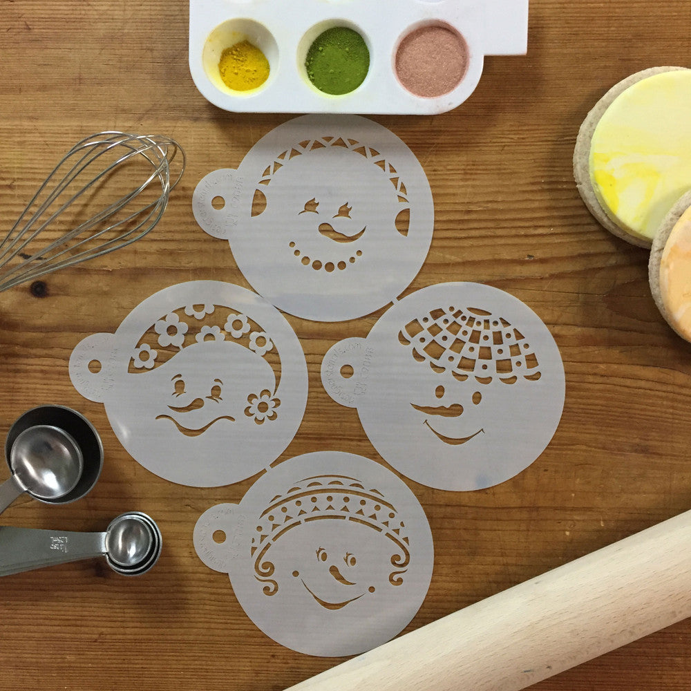 Snow Kids Round Cookie Stencil Set by Designer Stencils