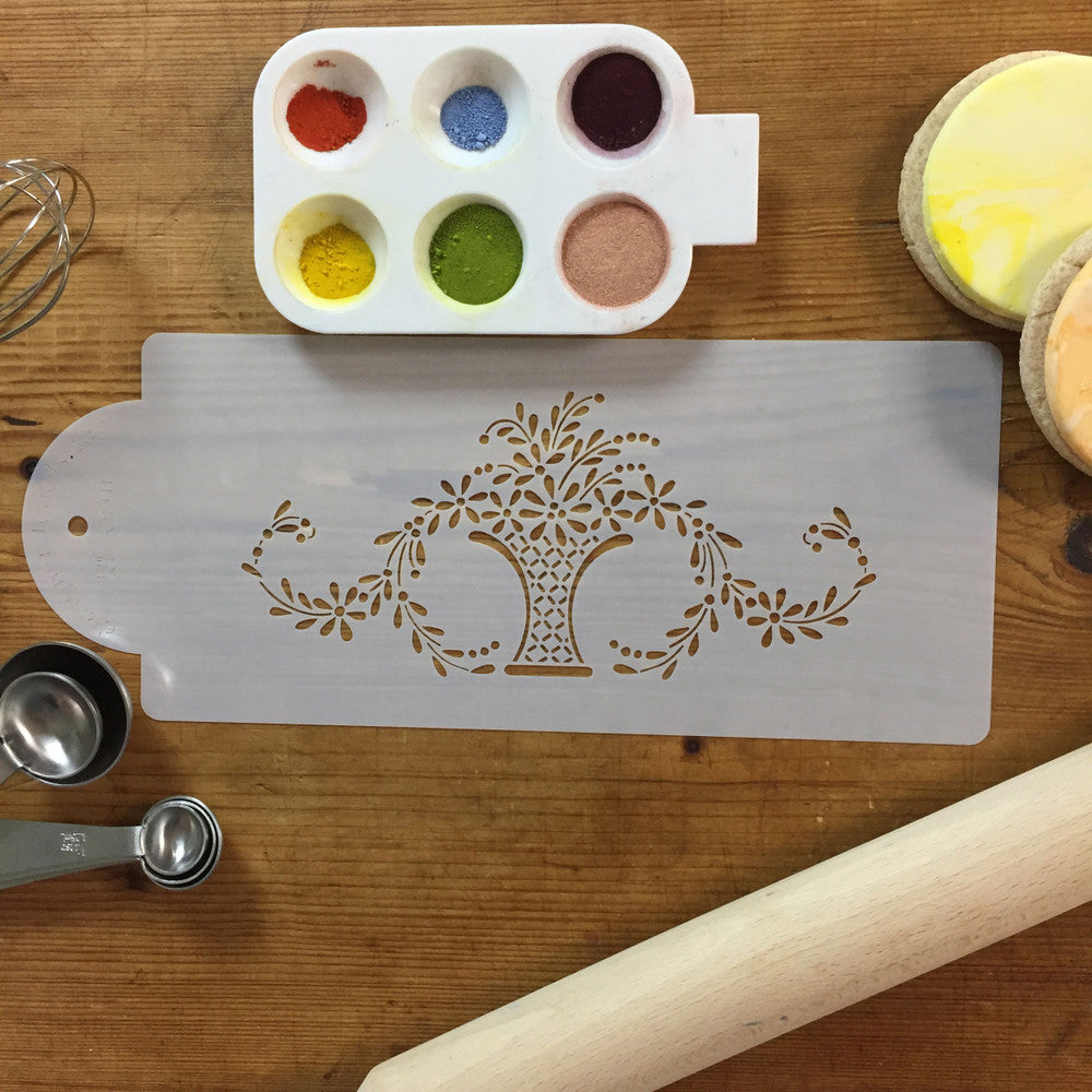 Wedding Basket Cake Stencil Side by Designer Stencils