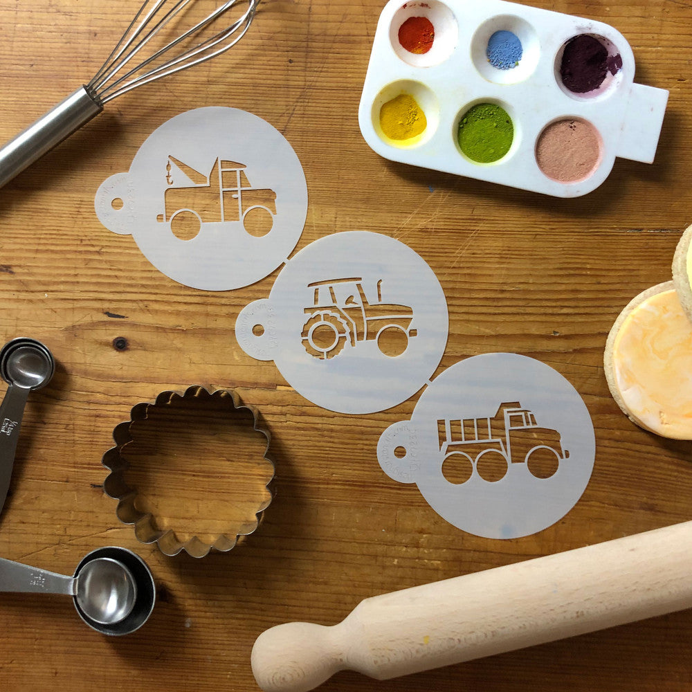 Trucks Round Cookie Stencil Set by Designer Stencils