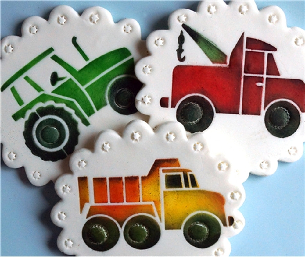 Trucks Round Cookie Stencil Set by Designer Stencils