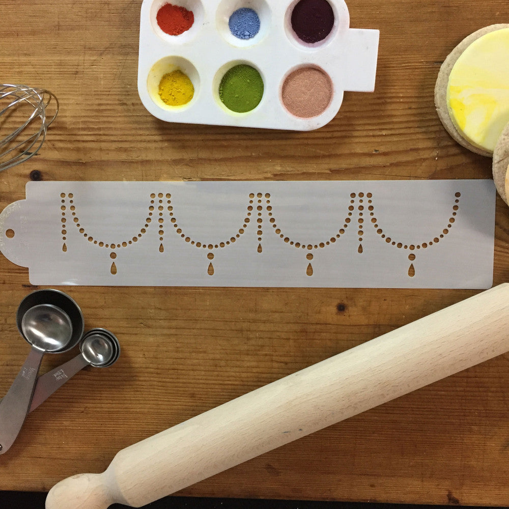 Pearl Necklace Cake Stencil Side by Designer Stencils