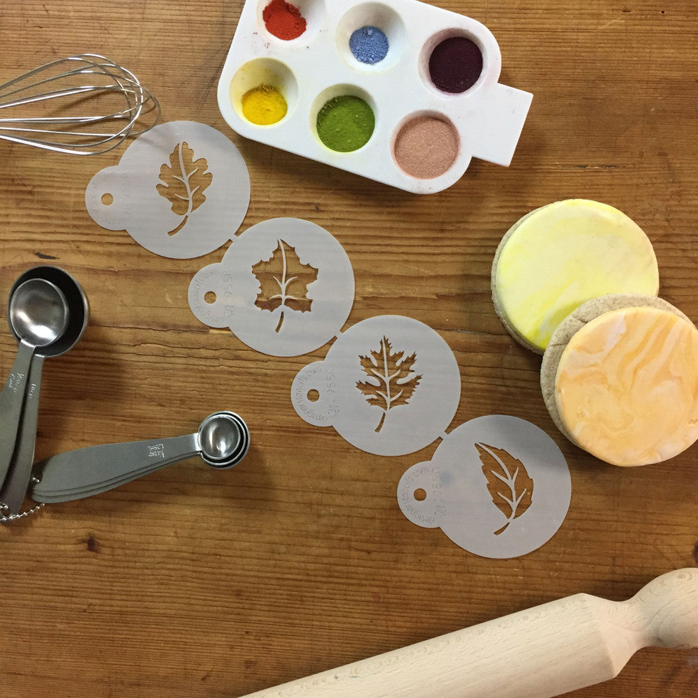 Whole Leaves Round Cookie Stencil Sets by Designer Stencils