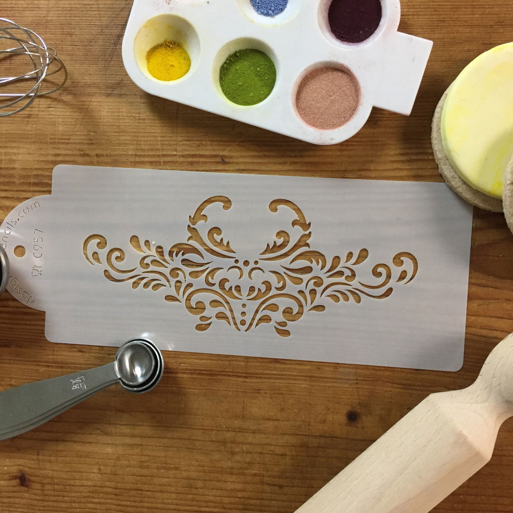 Monogram Showcase Cake Stencil Side by Designer Stencils