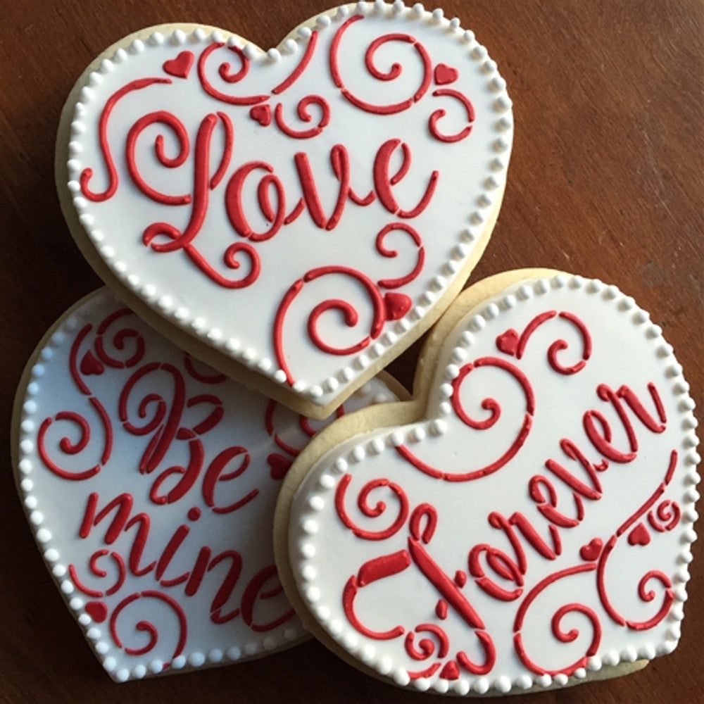 Love Be Mine Forever Heart Shaped Cookie Stencil Set by Designer Stencils
