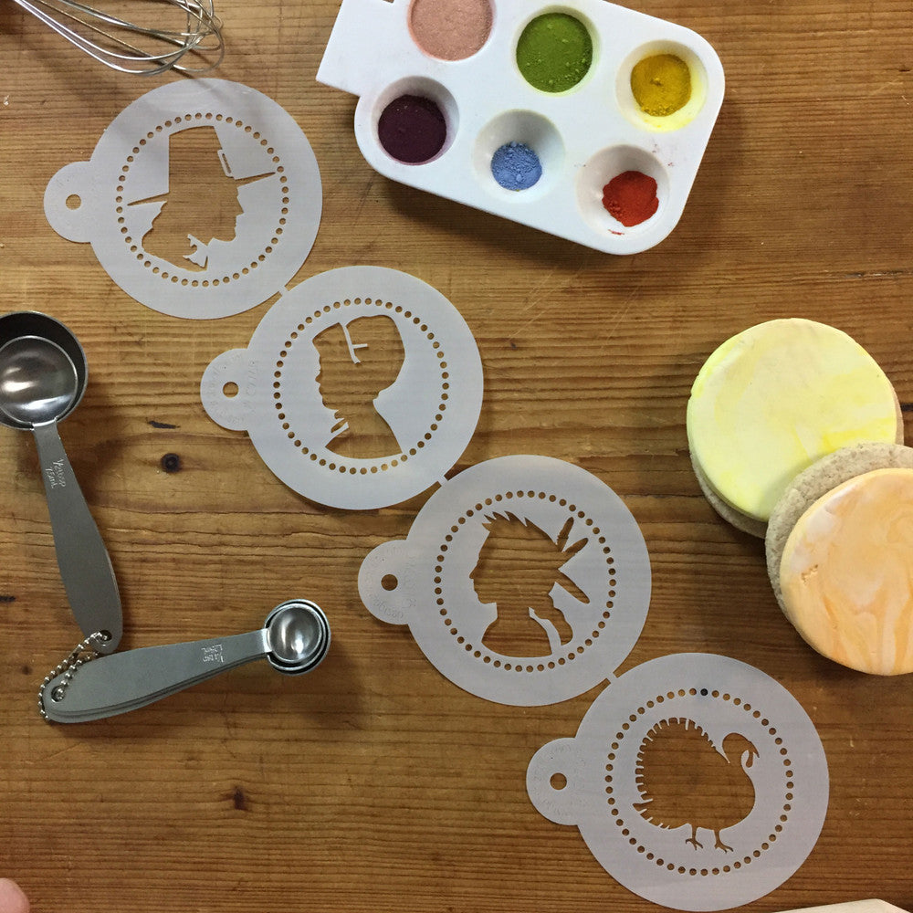 Thanksgiving Silhouette Round Cookie Stencil Set by Designer Stencils