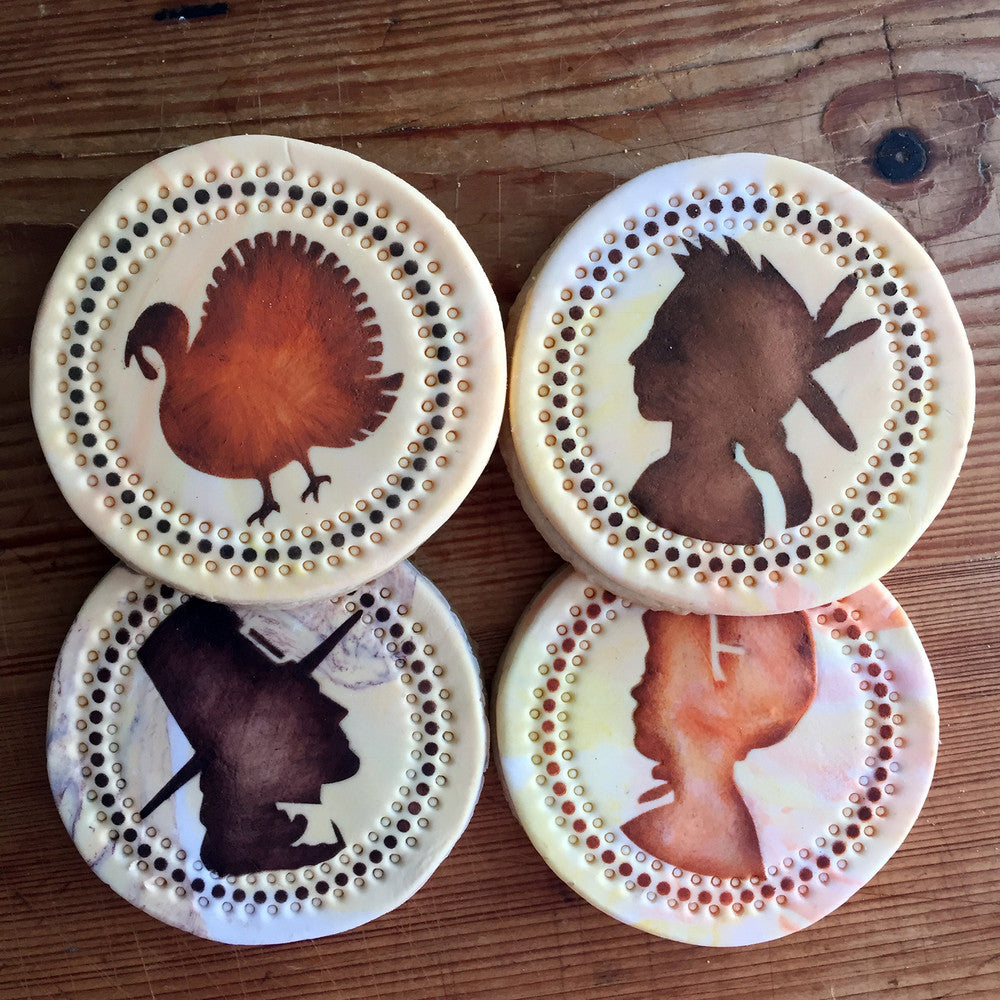 Thanksgiving Silhouette Round Cookie Stencil Set by Designer Stencils Cookies
