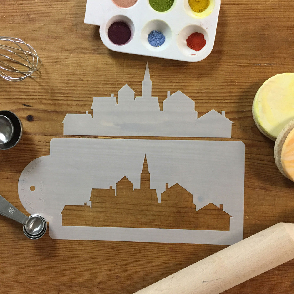 Village Silhouette Cake Stencil Set by Designer Stencils
