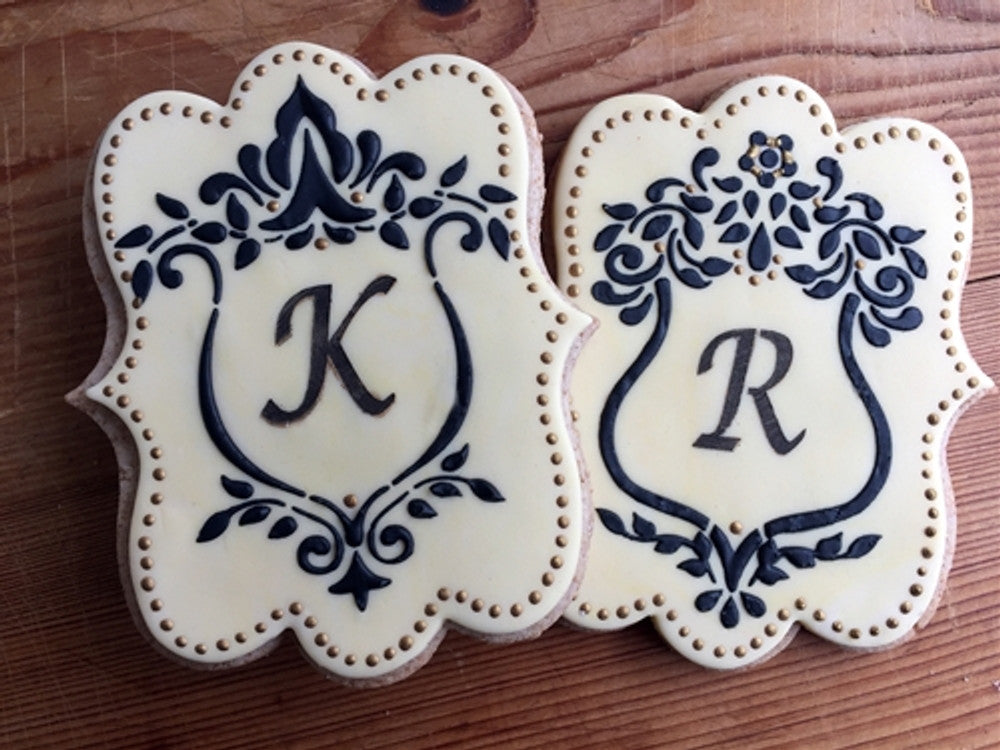Monogram Shield Cake and Cookie Stencil Set by Designer Stencils Cookies
