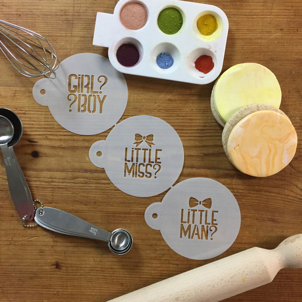 Gender Reveal Round Cookie Stencil Set by Designer Stencils