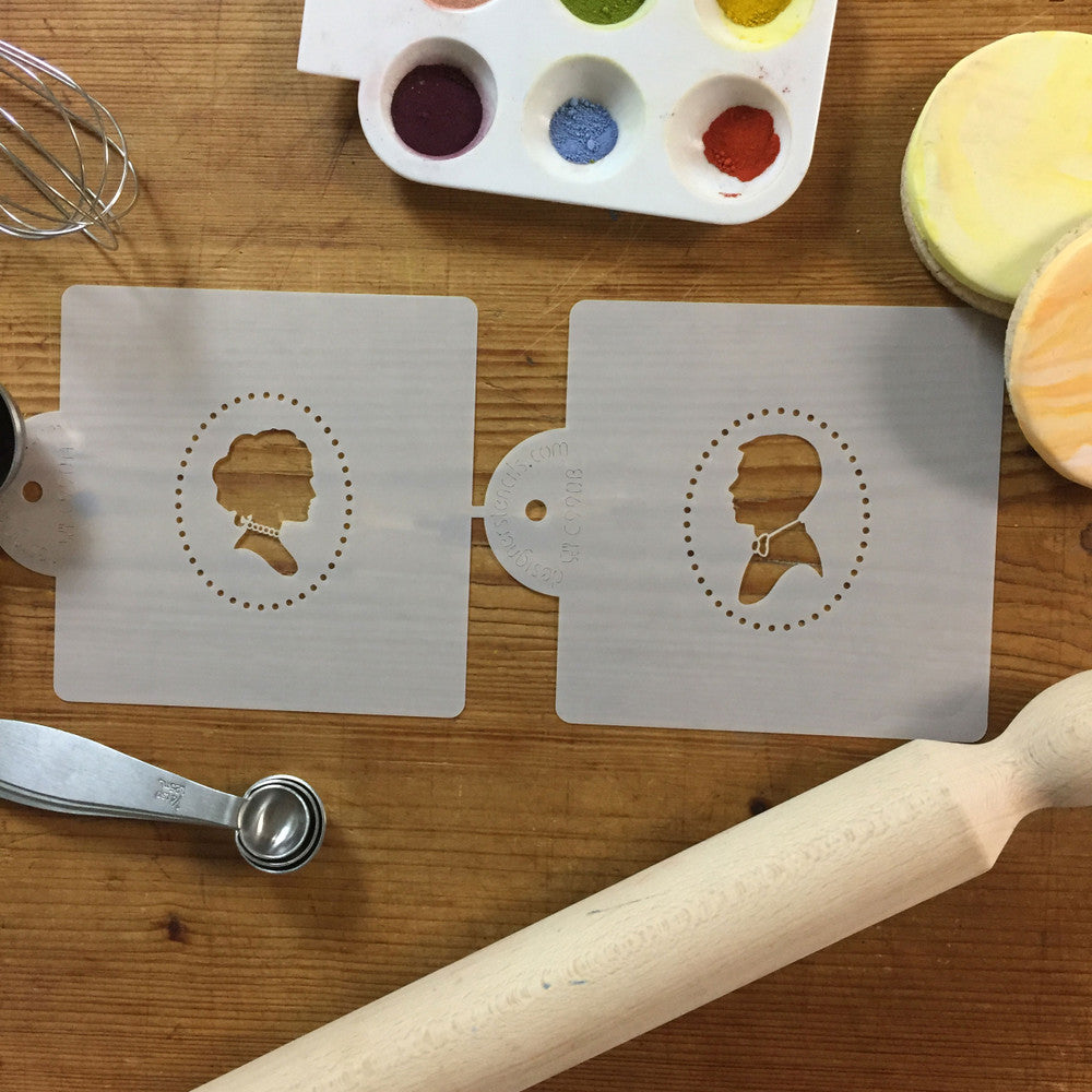 Bride and Groom Portrait Cake Stencil Set by Designer Stencils