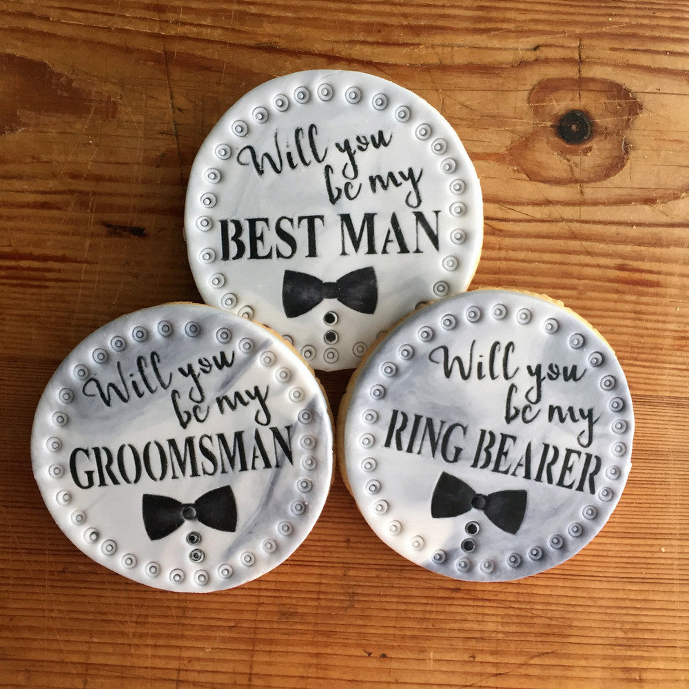 Be My Groomsman Round Cookie Stencil Set by Designer Stencils Cookies
