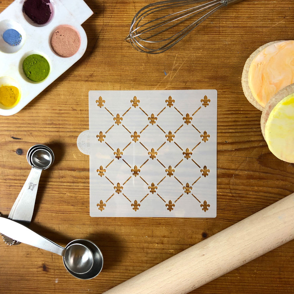 Mini Fleur de Lis Allover Cookie Stencil by Designer Stencils